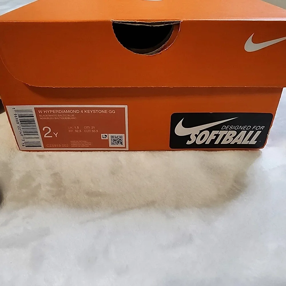 Nike Hyperdiamond 4 Keystone Youth Blue/Green Softball Cleats Size 2Y UEC